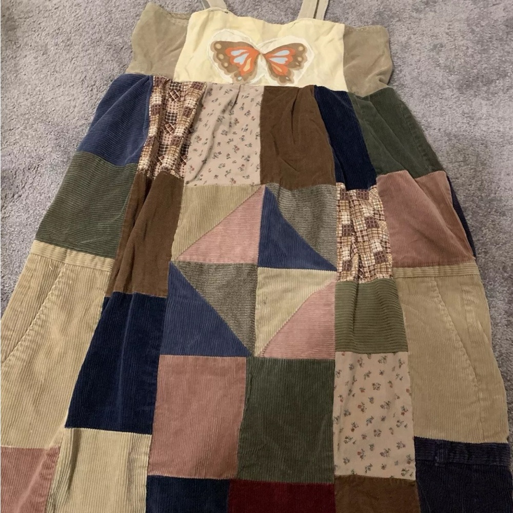 Festival patchwork upcycle, cottagecore, boho 1 of a kind maxi dress, butterfly